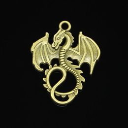 36pcs Zinc Alloy Charms Antique Bronze Plated dragon loong Charms for Jewelry Making DIY Handmade Pendants 34 26mm260f