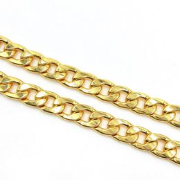 USENSET 11mm Stainless Steel 18K Gold Plated Cuban Curb Dog Pet or Cat Link Chain Collar Pet Supplies282q