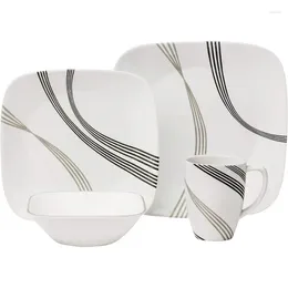 Plates Boutique Square Urban Arc 16-Piece Dinnerware Set Service For 4