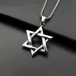 Pendant Necklaces Star Of David Israel Chain Necklace Women Stainless Steel Judaica Silver Color Jewish Men JewelryPendant249H
