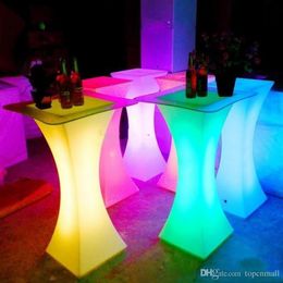 New Rechargeable LED Luminous cocktail table Furniture waterproof glowing lighted up coffee table bar kTV disco party supply3356