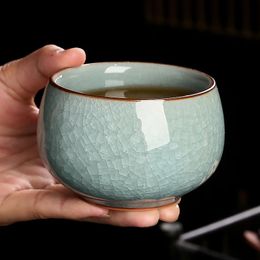 Tea Cups Ru Kiln Ice Flower Master Cup Single Cup Open Piece Tea Cup Ceramic Tasting Cup Kung Fu Tea Set Tealight Home 231204