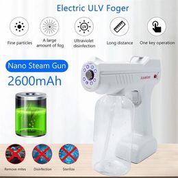 Watering Equipments Wireless Nano Atomization Fogger Machine Blue Light Nanos Steam Electric Spray Guns Battery Disinfection Gun H285n