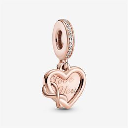 100% 925 Sterling Silver Love You Infinity Heart Dangle Charm Fit Original European Charms Bracelet Fashion Jewellery Accessories222S