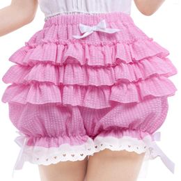 Women's Shorts Women Lolita Bloomers Cute Ruffle Lace Trim Pumpkin Pants Victorian Underskirt Layered Bottoms Y2k Fairy Pettipants