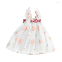 Girl Dresses Pudcoco Baby Girls Dress Flower Embroidery Sequins Bowknot Sleeve Layered Tulle Fashion Casual Princess 3-24M