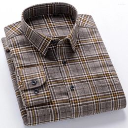 Men's Casual Shirts Pure Cotton Flannel Regular-fit Long Sleeve Brushed Shirt Single Pocket Comfortable Plaid Chequered Thick