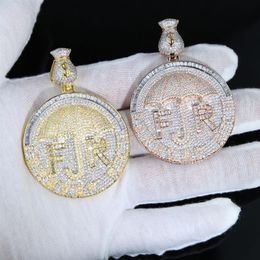 New Iced Out Money Dollar Umbrella Forever Rich Letter Necklace Two Tone Color Bling 5A Cubic Zircon CZ Pendant HipHop Jewelry227T