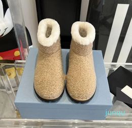 Winter fur integrated short leg warm snow boots