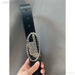 24SS Designer Deisels New Fashion Versatile Belt Men's And Women's Genuine Leather American Spicy Girl Black Jeans Belt Rhinestone