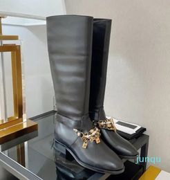 Women's Boots with Thick Heels, High and Low Heels, Round Toe with Zipper