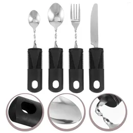 Dinnerware Sets 4 Pcs Bendable Cutlery Gadgets Disabled People Adult Utensil Parkinsons Utensils Silverware Adults Elderly Tableware Rubber