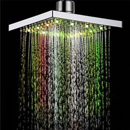 1PC Shower Head Square Head Light Rain Water 26 Home Bathroom LED Auto Changing Shower 7 Colours For Bathroom Dropship Apr12223c