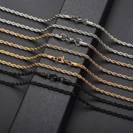 Punk Hiphop Necklace Chains ed Rope Stainless Steel For Women Men Gift Gold Silver Black South American Designer Jewellery Neck263O