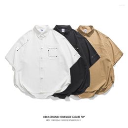 Men's Casual Shirts Japanese Style Simple Half Sleeve Shirt T-shirt Summer Thin Loose Short-Sleeved Tee Versatile