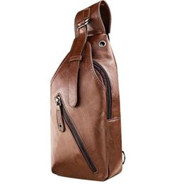 New Arrivals Fashion Men Leather Sling Pack Chest Shoulder Bag Backpack PU Biker Satchel Fashion Solid Soft Portable Bags245f