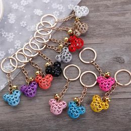 Hollow Mouse Key Rings Fashion Animal Design Bag Charms Cute Purse Pendant Car Keyring Chains Holder Ornaments Hanging Love Gifts 243f