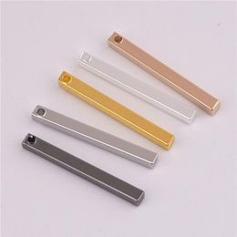 whole 2 5 25mm 50pcs Copper Material Silver gold Blank bar charm Simple Bar charm Long Strip for necklace Pendant for DIY276Z
