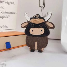 Fashion PU Leather OX Cattle Cow Designer Keychain Key Ring for Men Car Keyring Holder Women Bull Pendant Christmas Year Gift with208l