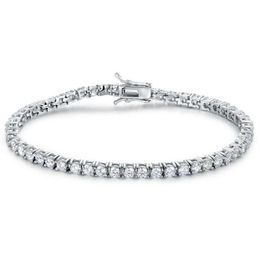 Quality 4A Entire 3mm 4mm CZ Tennis Bracelet In Real Solid 925 Sterling Silver Classial Jewelry 2pcs Lot1912