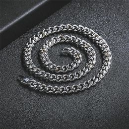 Chains Width 6 8mm Curb Cuban Link Chain Necklace For Men Women Punk Basic Stainless Steel Necklaces Silver Color Choker Jewelry2692