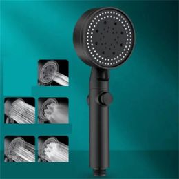 Bathroom Shower Heads Head Water Saving 5 Mode Adjustable High Pressure Onekey Stop Massage Eco Accessories 231205