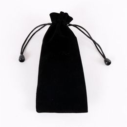 Newly Purple And Black Long Velvet Bags 7 5x18cm Drawstring Gift Pouches Favor Comb Lipstick Storage High Quality Bags 25pcs lot2670