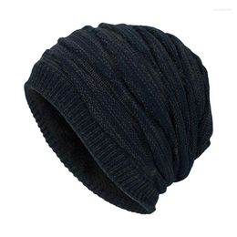 Berets Winter Thicken Warm Women's Men'S Hats Casual Simpe Loose Hat Solid Beanie Ski Knitted Thick Street Style