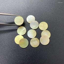 Loose Gemstones 100PCS/Lot 10 1-20 1mm Natural Yellow Shell Round Flat Fine Jewellery Making