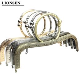 Bag Parts Accessories LIONSEN 2PCS 22cm Metal Purse Frame Kiss Clasp Lock Ring Handle M Shape For DIY Bag Handle DIY Bag Accessory 231204