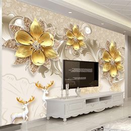 Custom 3D Wallpaper European Style Jewellery Flowers Wall Painting Living Room TV Background Po Mural Papers Home Decor273K