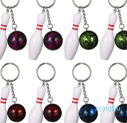 Keychains Bowling Accessories Men Pendant Keychain Ball Pin Charm Creative Ring Keys Party Decorations Car