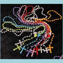 Pendant Necklaces Cross Necklace Beads Rose Per Rosary Drop Delivery Jewelry Pendants Dhxvj