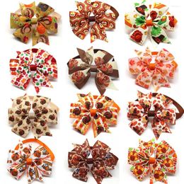 Dog Apparel 50/100pc Fall Bows Thanksgiving Pet Bow Tie Small Bowties Turkey Accessories Supplies Products