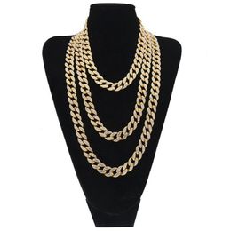 Hip Hop Bling Fashion Chains Jewellery Mens Gold Silver Miami Cuban Link Chain Necklaces Diamond Iced Out Chian Necklaces2514