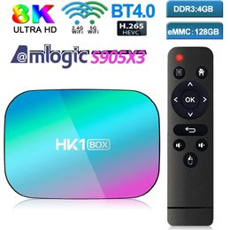 HK1 Android 9.0 TV BOX Amlogic S905X3 4GB+32GB 8K caja de tv android Dual Wifi 2.4G+5G PK X96 Air H96