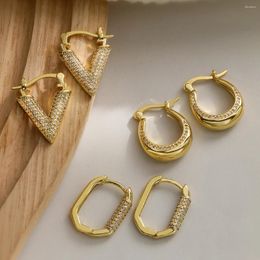 Hoop Earrings Mafisar Unique Design Gold Colour Zircon Irregular Geometry Earring Women Trendy Delicate Jewellery Party Valentine'S Day Gifts