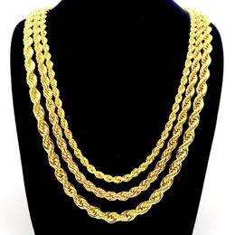 Rope Chain Necklace 18k Yellow Gold Filled ed Knot Chain 3mm 5mm 7mm Wide292S