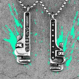 Chains Pipe Wrench Tools Stainless Steel Men Necklaces Pendants Chain Trendy Punk For Boyfriend Male Jewellery Creativity Gift Whole325K