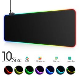 Mouse Pads Wrist Rests LED Light Mousepad RGB Keyboard Cover Deskmat Colorful Surface Pad Waterproof Multisize World Computer Gamer CS Dota 231204