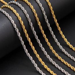 2 3 6mm Rope Chain 316L Stainless Steel Cool Mens Polishing Biker Necklace Chains258O