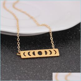 Pendant Necklaces Choker Necklace Sun Moon Phase Lunar Eclipse Chains Necklaces For Women Vintage Jewellery Collier Statement Drop Deliv Dhwlm