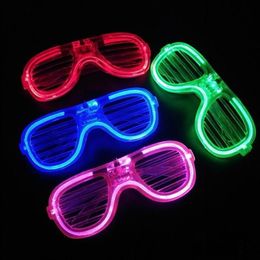 Party Decoration 20pcs LED Glasses 6 Colors Light Up Shutter Shades Glow Sticks Sunglasses Adult Kids In The Dark Halloween Favors236J
