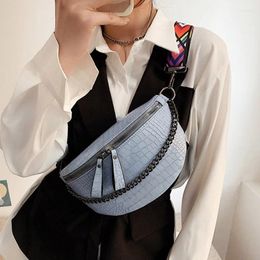 Waist Bags Fashion Chain Fanny Packs For Women Crocodile Pattern PU Leather Belt Bag Shoulder Crossbody Chest Women's Pack