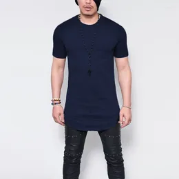 Men's Suits A2655 MRMT 2023 Brand T Shirt Round Neck Solid-colored T-shirt For Male Round-neck Medium And Long Section Tops Tshirt