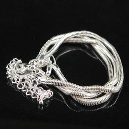 classic DIY 925 silver plating Snake chain Bracelets fit Europen Charms beads Lobster clasp bracelet 50pcs2229