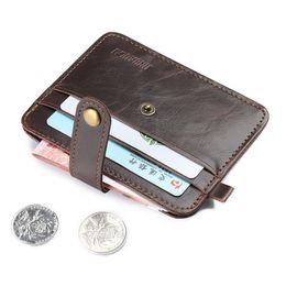 coin purse magnet short bifold men wallet super Slim simple vintage pu leather card holder2451