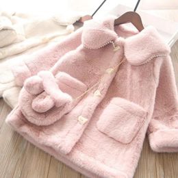 Coat 3-10 Year Kids Girls Jacket Autumn Winter Warm Faux Fur Coat For Girls Christmas Princess Outerwear Cute Plush Children Clothing 231204