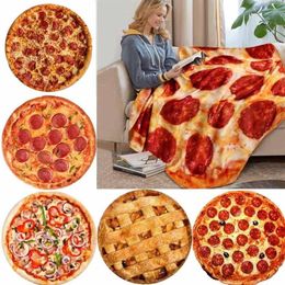 Soft warm flannel tortilla pizza blanket round shape donut airplane travel portable wearable winter Print throw blanket275O