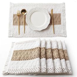 Table Mats Boho Placemats Set Of 6 Macrame Decor And Farmhouse Style Natural Cotton Burlap For Dining Kitchen